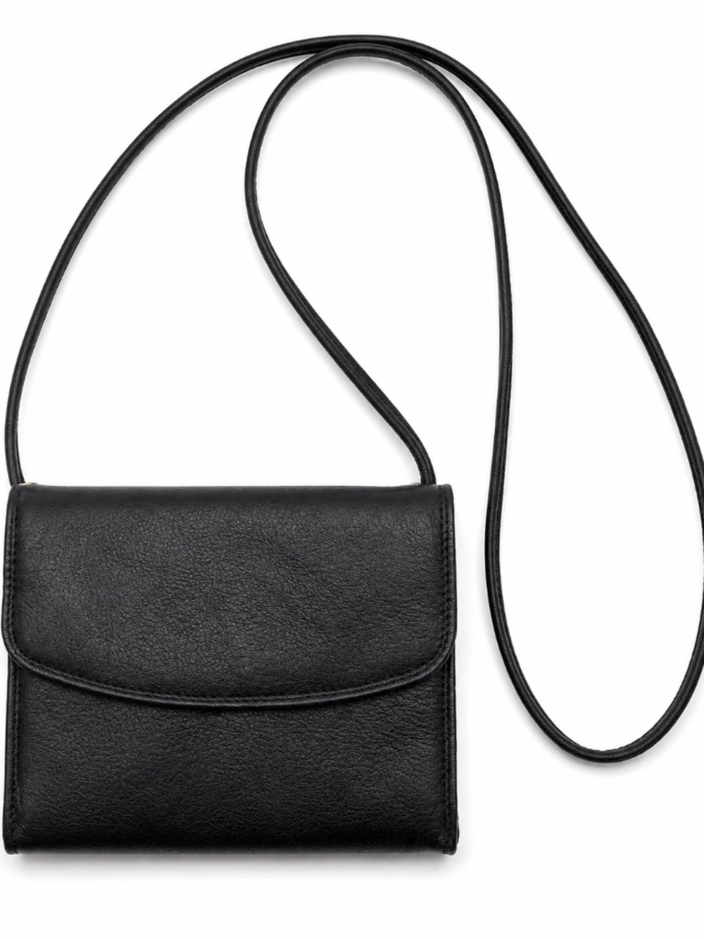 Vintage Genuine Leather Black Crossbody Wallet Purse | 2-in-1 Belt Bag
